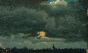 unknow artist Stormy Sky over Landscape with Distant Church oil painting reproduction